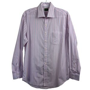 Sid Mashburn Mens Multi Color Striped Cotton Dress Shirt 16/34 Pink Blue Orange